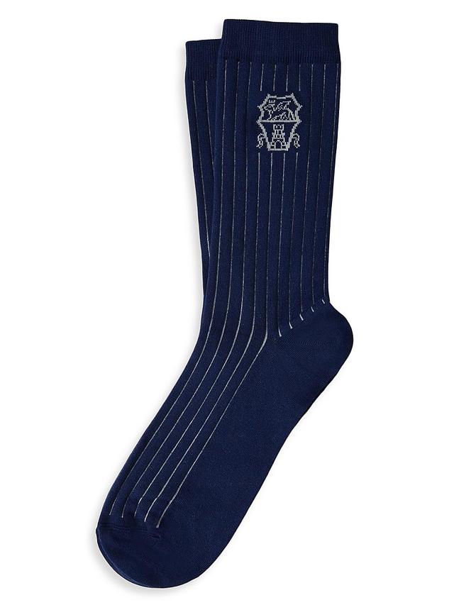 Mens Cotton Chalk Stripe Effect Socks With Logo Product Image