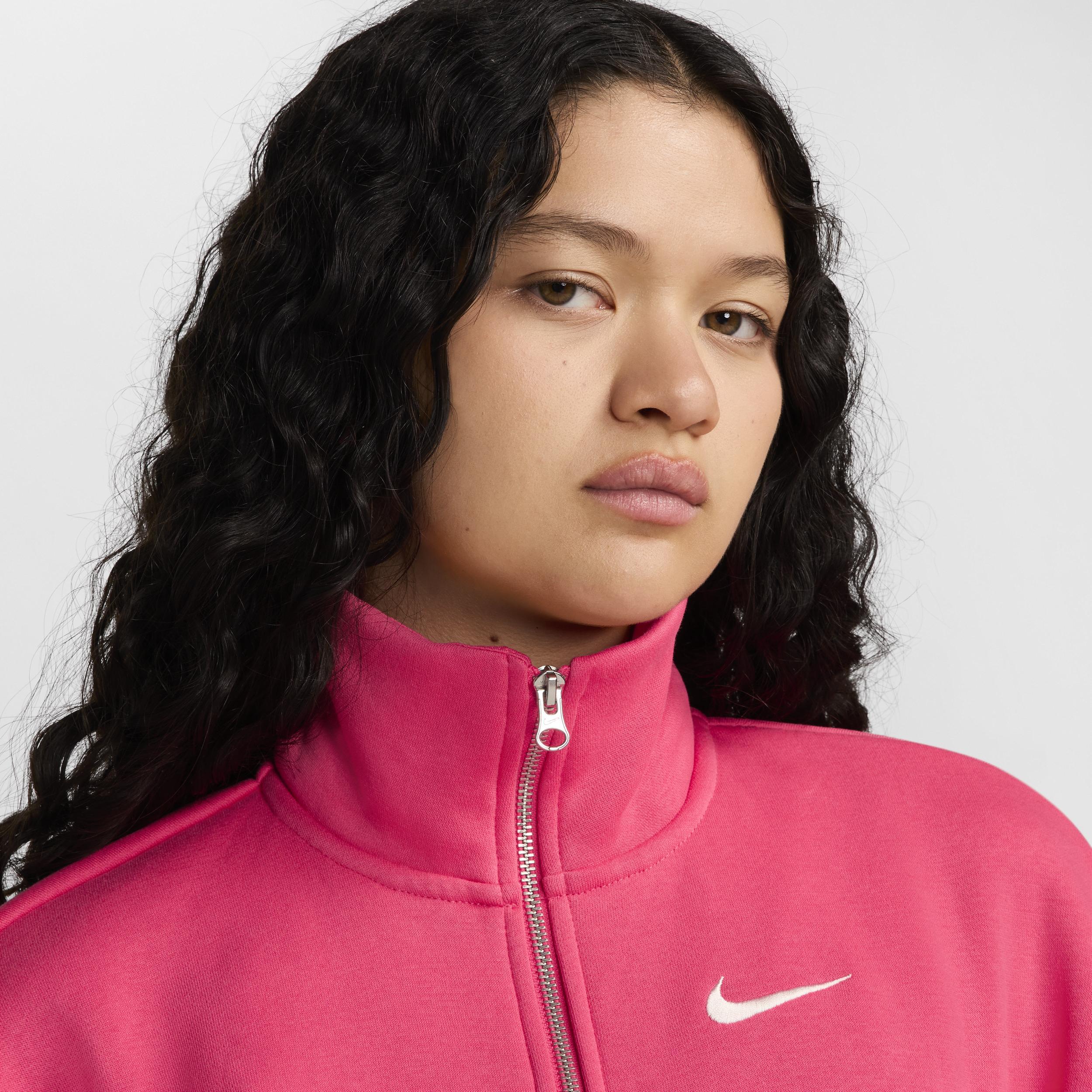 Nike Womens NSW Phoenix OS Fleece Track Jacket - Aster Pink/Sail Product Image