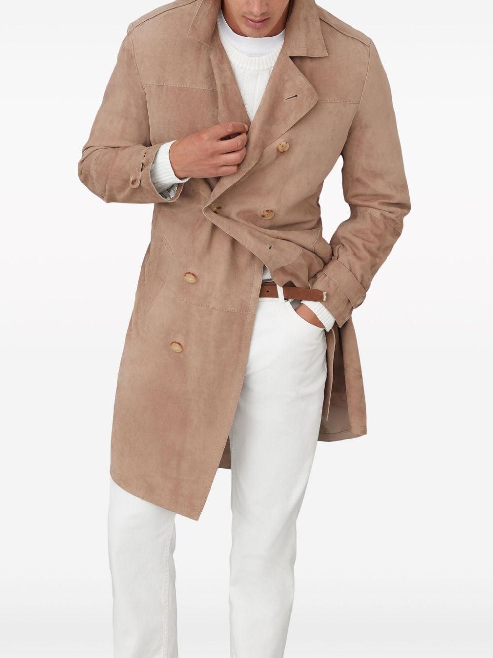 Suede Trench Coat In Light Brown Product Image