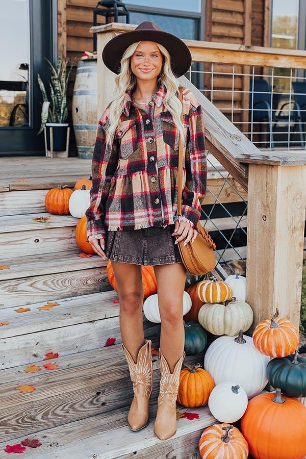 Pumpkin Patch Ready Peplum Jacket in Brown Product Image