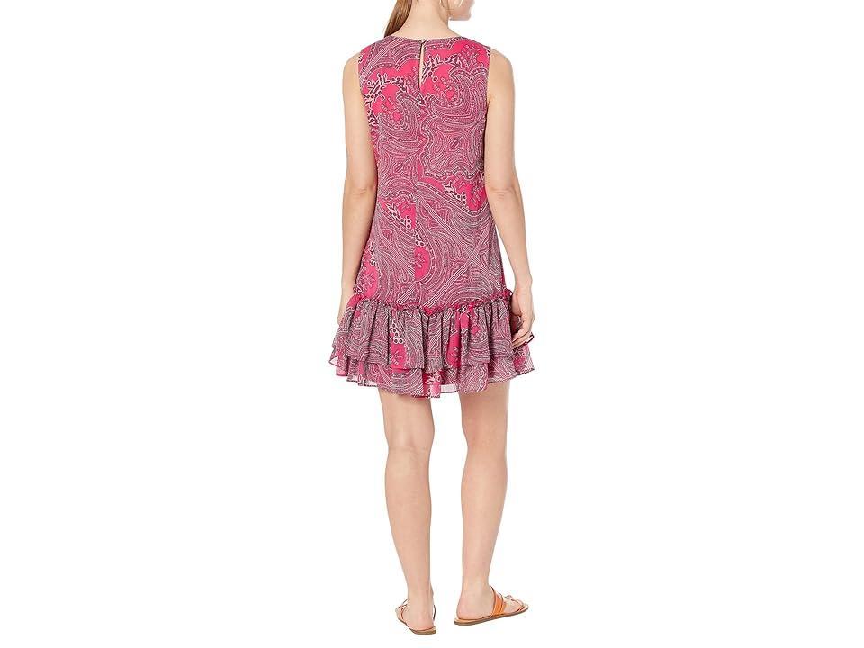 Tommy Hilfiger Paisley Flounce Hem Dress (Magenta ) Women's Dress Product Image