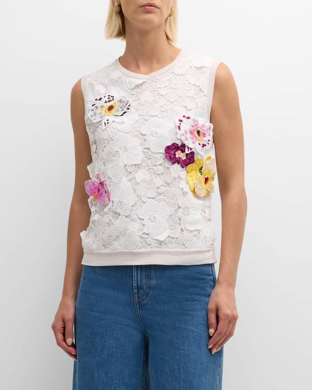 Orchid Embroidered Lace Knit Tank Top Product Image