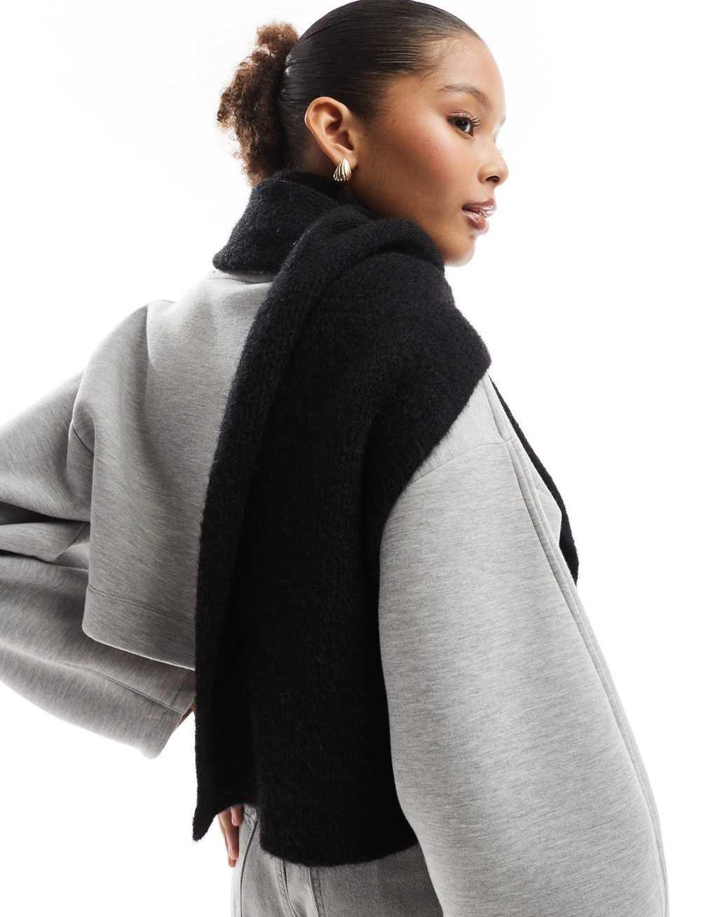 Cotton On fluffy scarf in black Product Image