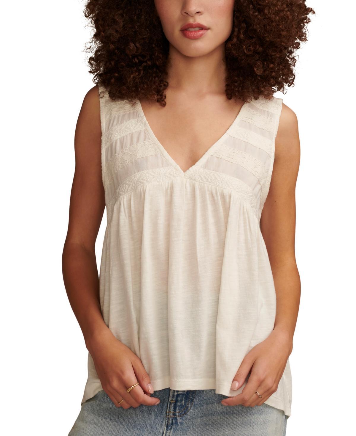 Lucky Brand Womens Lace-Trim Sleeveless Tunic Tank Top product image