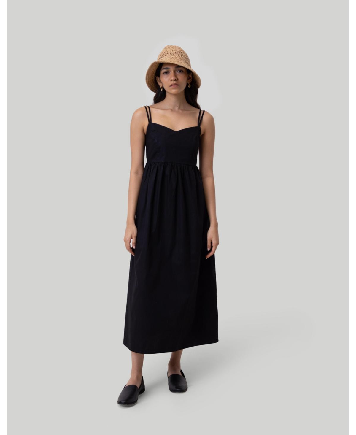 Reistor Womens Strappy Gathered Midi Dress Product Image