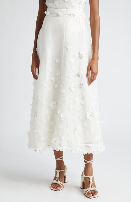 Zimmermann Matchmaker Floral Appliqu Linen & Silk Organza Skirt Product Image