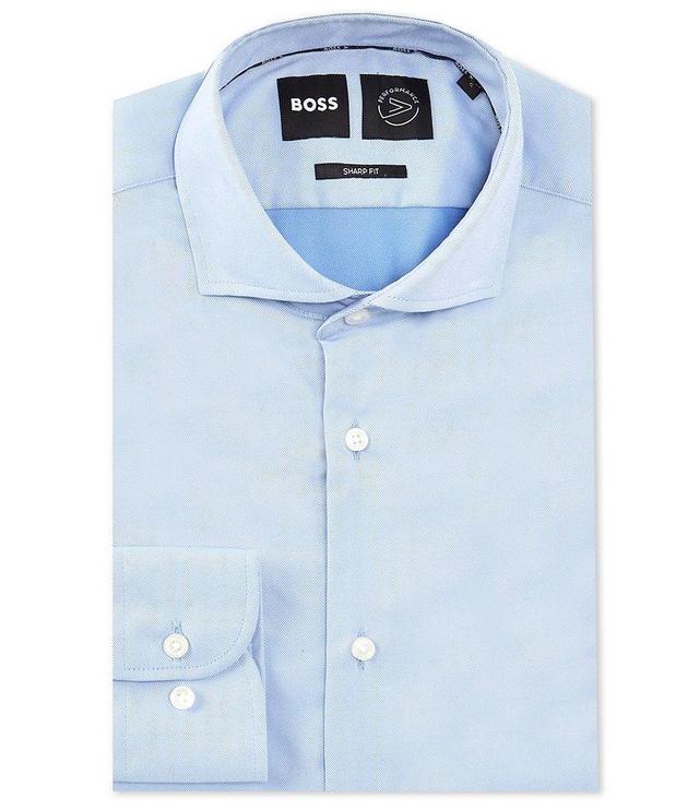 Hugo Boss Performance Sharp Fit Spread Collar Solid Dress Shirt Product Image