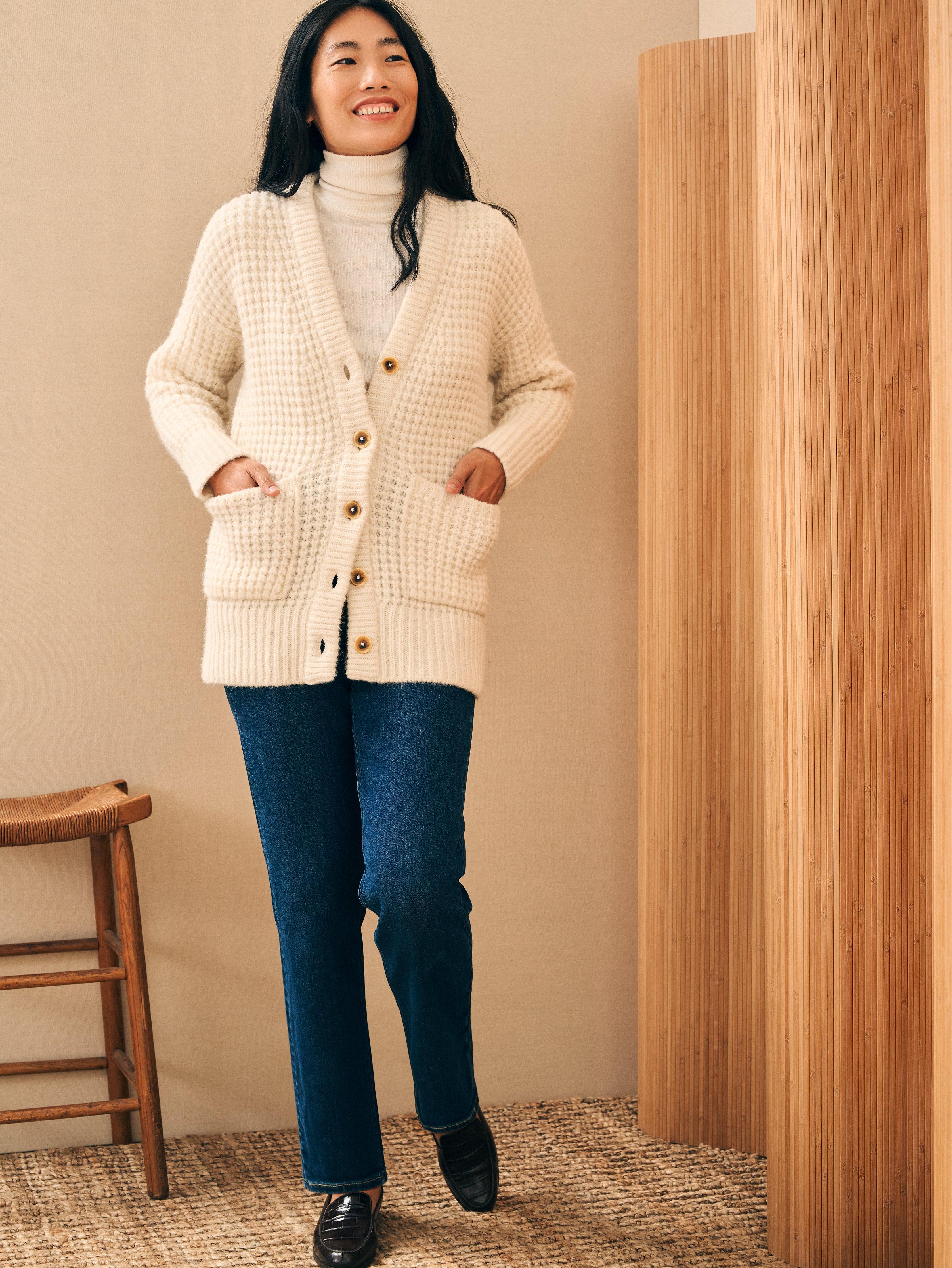 Frost Waffle Cardigan - Cream Female Product Image