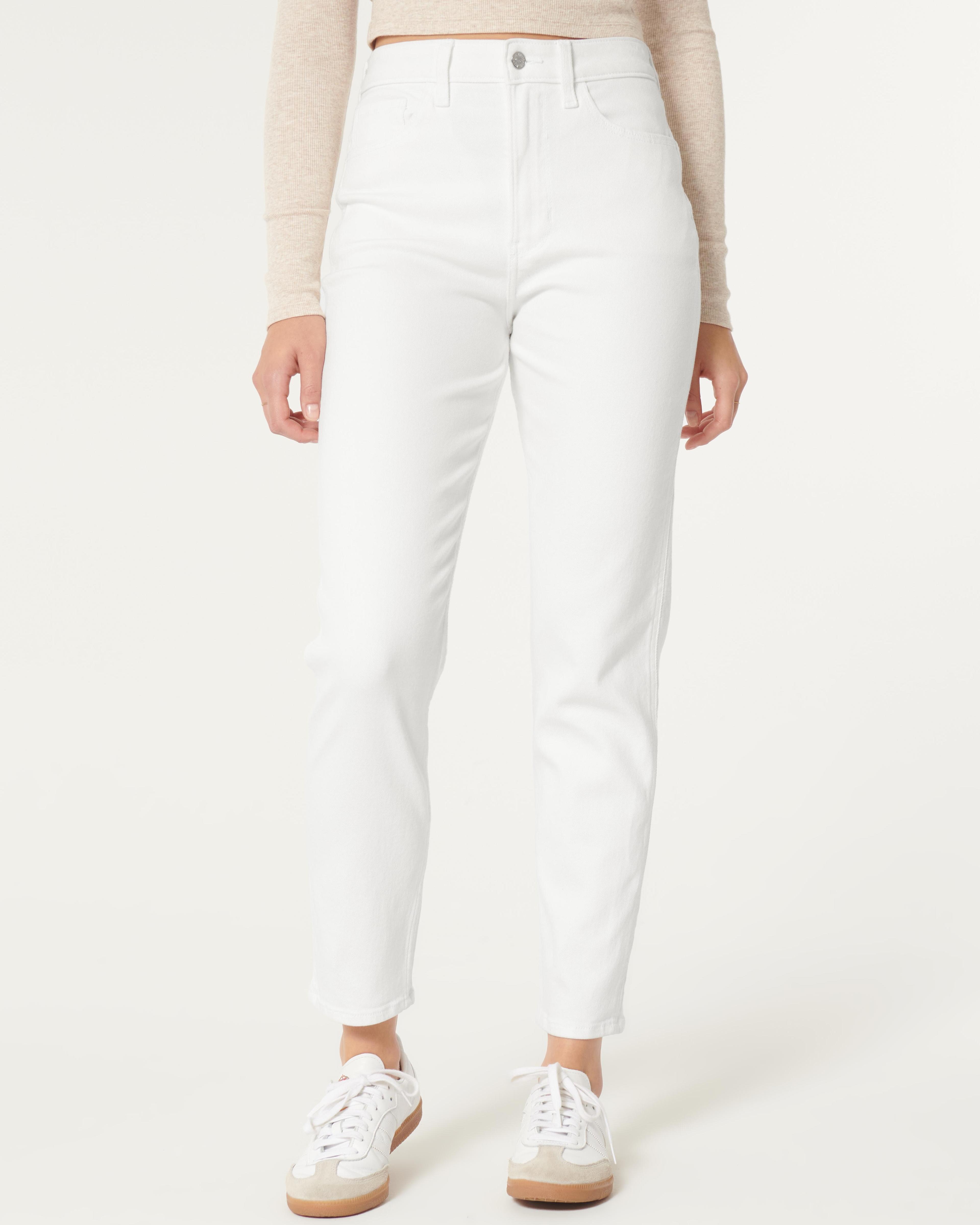 Ultra High-Rise White Mom Jeans Product Image