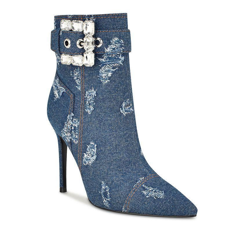 Nine West Fabrica Womens Stiletto Dress Ankle Boots Blue Product Image