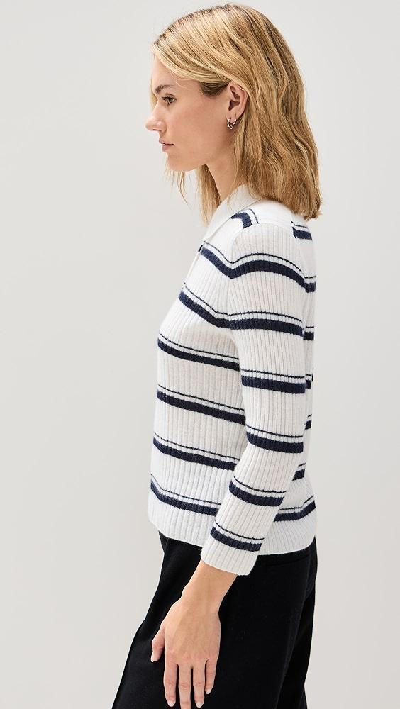 Vince Mulberry Silk Blend Stripe Cashmere Polo | Shopbop Product Image