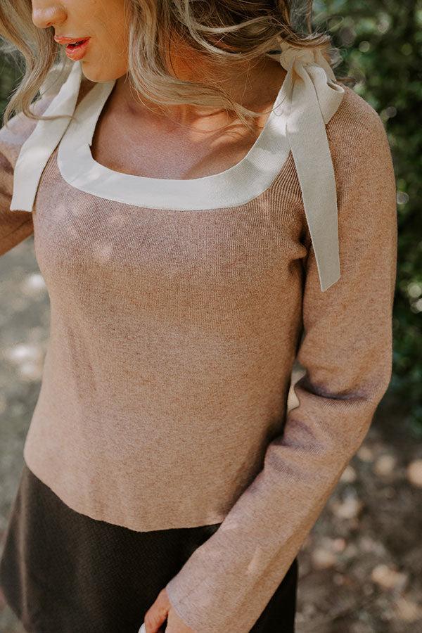 Small Town Bistro Knit Top in Mocha Product Image