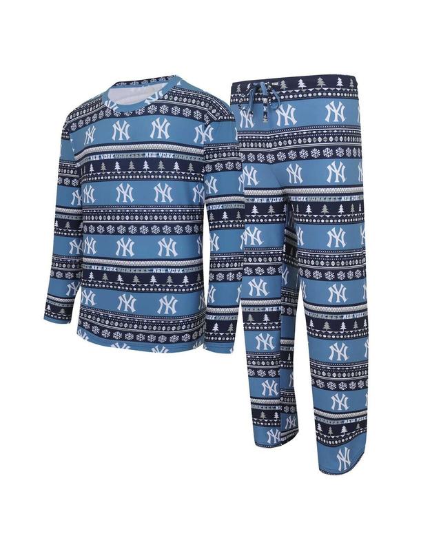 Mens Concepts Sport Navy New York Yankees Knit Ugly Sweater Long Sleeve Top and Pants Set Product Image