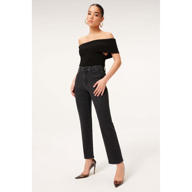 Good American Good Straight High Waist Ankle Jeans in Black184 at Nordstrom, Size 00 Product Image