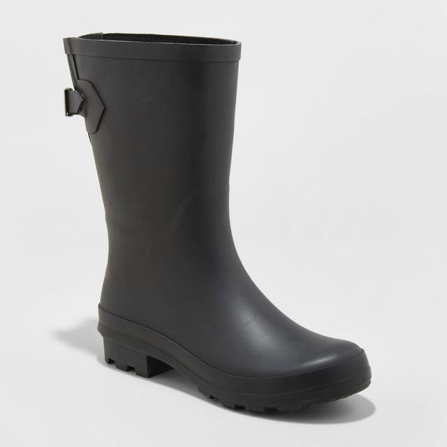 Womens Vicki Wide Width Rubber Rain Boots - A New Day Black 5W Product Image