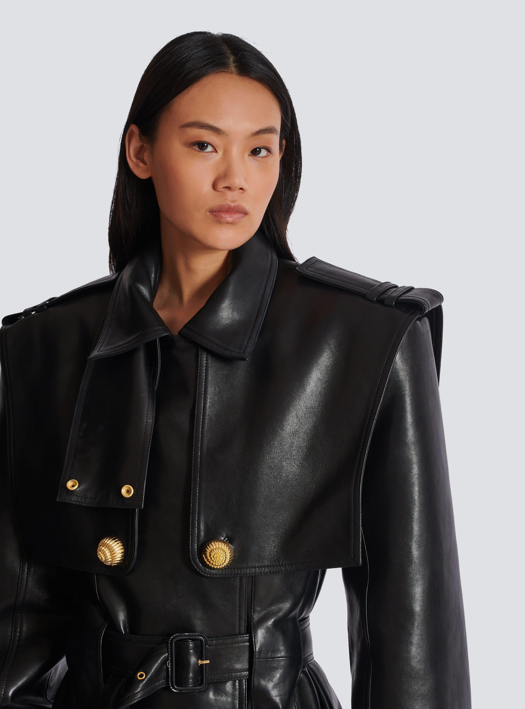 Belted trench coat in lambskin leather Product Image