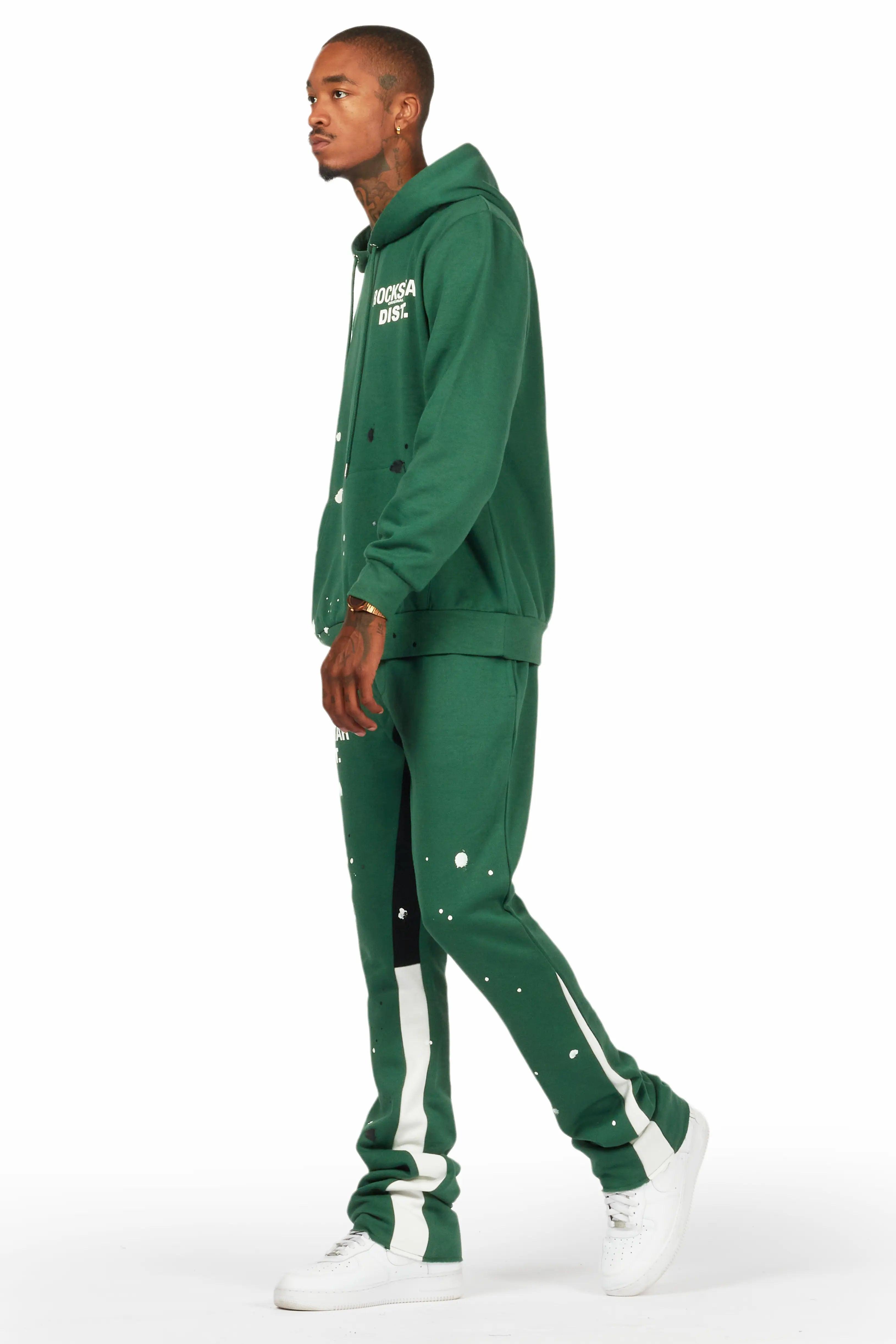 Jaco Green Hoodie Stacked Flare Pant Track Set Male Product Image