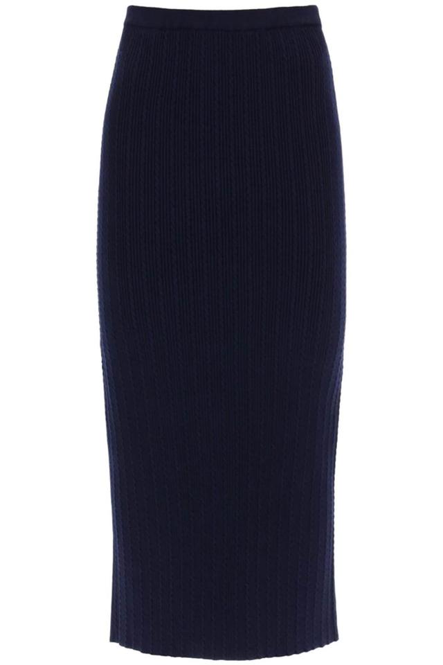 ALESSANDRA RICH Cable-knit Pencil Skirt In Blue Product Image