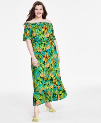 Plus Size Off-The-Shoulder Maxi Dress, Created for Macy's Product Image