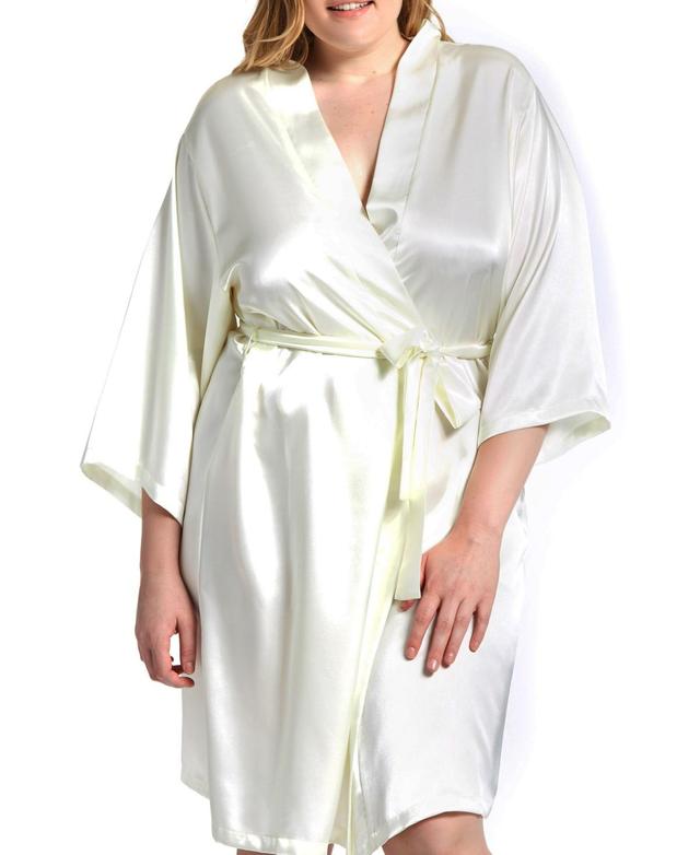 Plus Size Marina Lux Satin Robe Lingerie - Pink Product Image