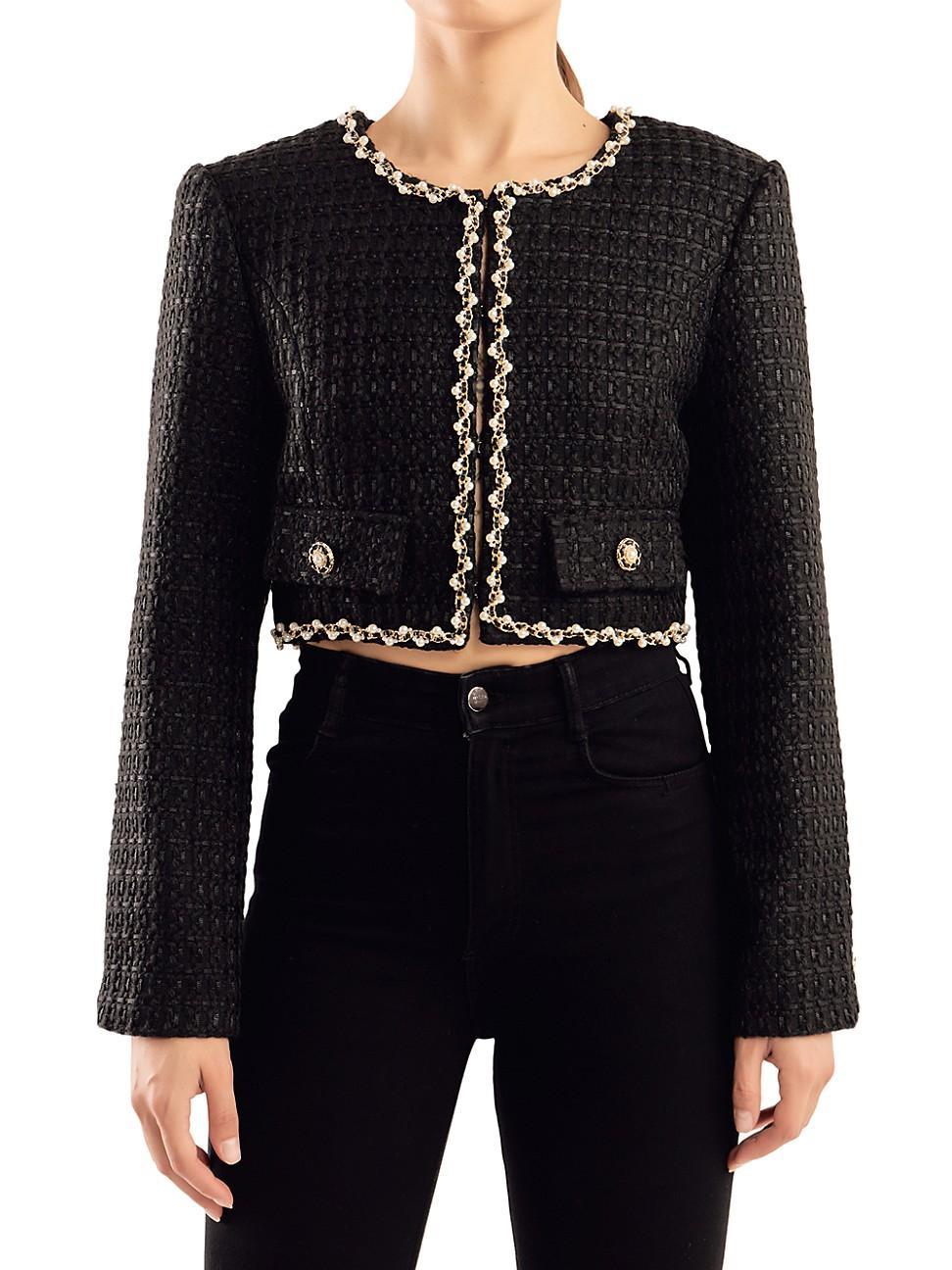 Womens Cropped Tweed Jacket Product Image