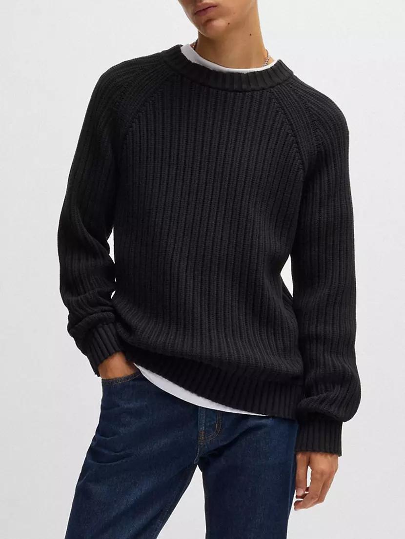 Regular-Fit Sweater in Ribbed Cotton Product Image