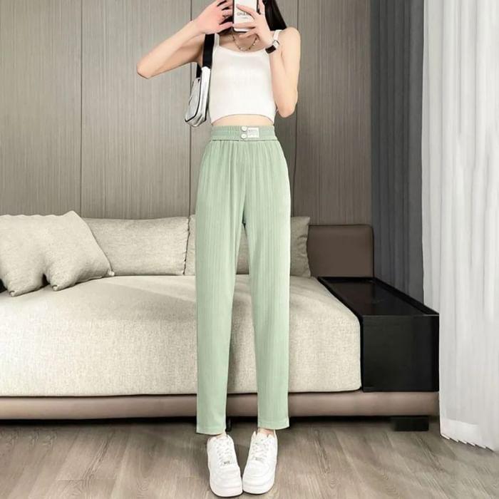 Elastic Waist Applique Tapered Pants Product Image