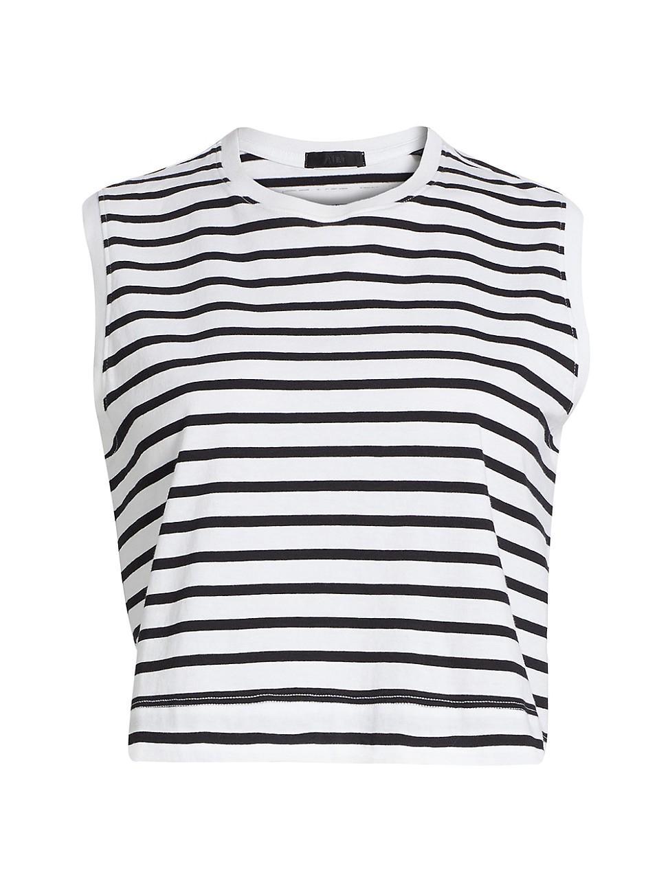 Womens Striped Cotton Muscle T-Shirt Product Image