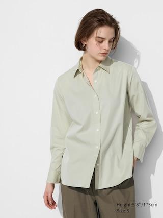 Womens Cotton Shirt Green Medium UNIQLO US Product Image