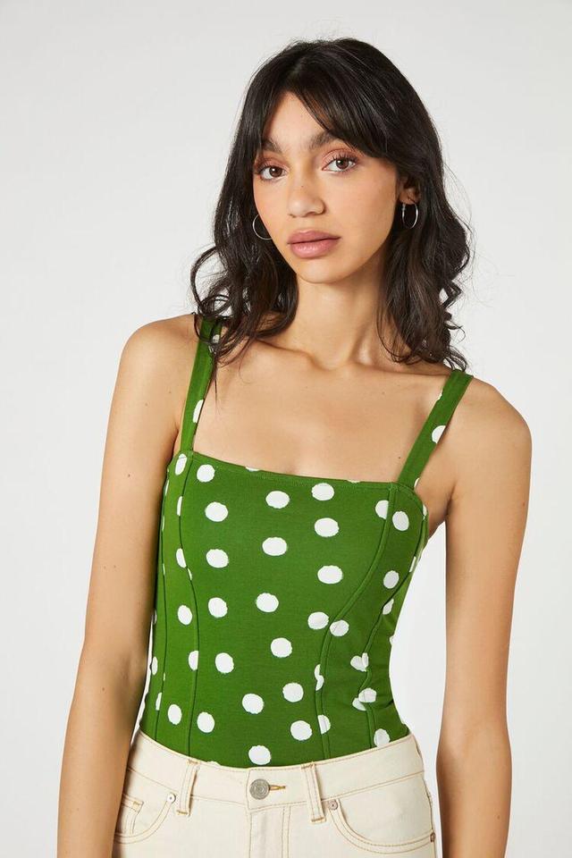 Polka Dot Seamed Bodysuit | Forever 21 Product Image