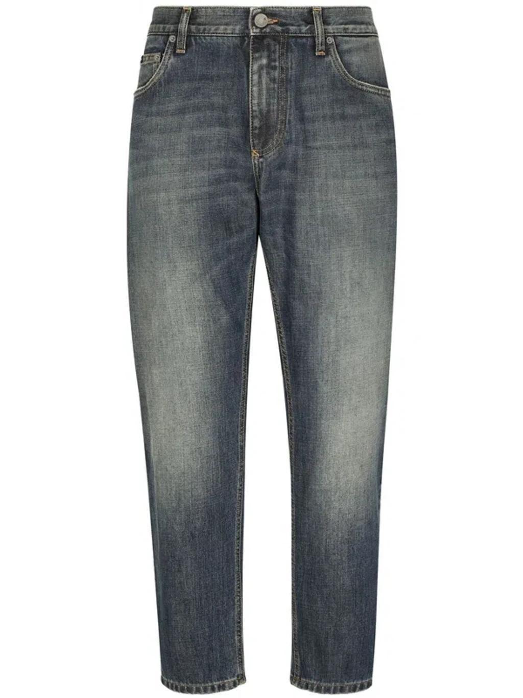 Tapered-leg Denim Jeans In Blue Product Image