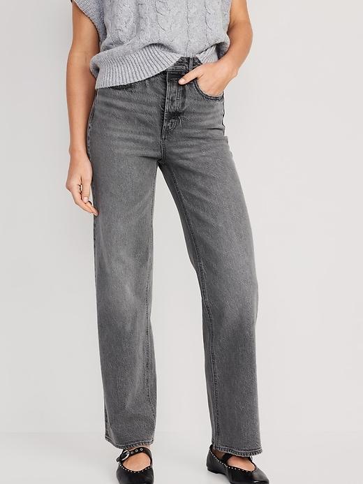 Extra High-Waisted Button-Fly Wide-Leg Jeans Product Image