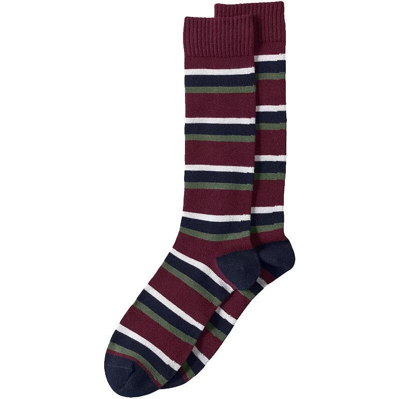 Mens Lands End Novelty Crew Socks, Red Stripe Product Image