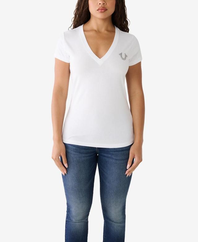 True Religion Womens Short Sleeve Diamond V-neck T-shirt Product Image