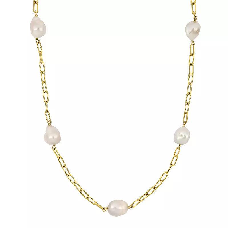 Stella Grace 18k Gold Over Silver Freshwater Cultured Coin Pearl Station Chain Necklace, Womens Gold Tone Product Image