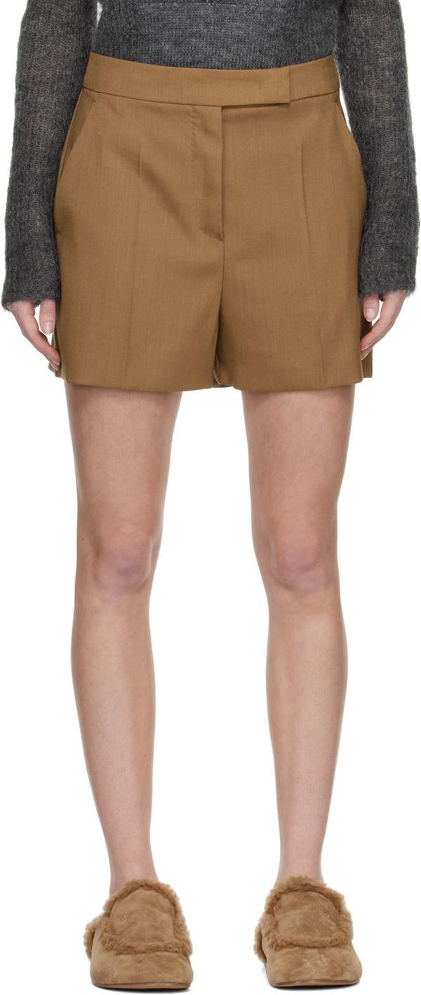 Amato Tailored Wool Blend Shorts In Brown Product Image