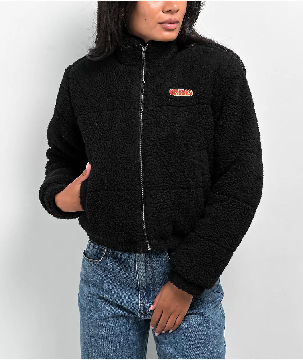 Empyre Flynn Black Crop Top Puffer Fleece Product Image