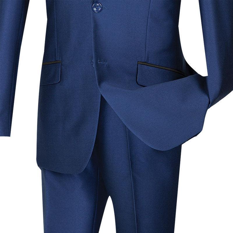 Slim Fit Shiny Sharkskin Men's 2 Piece Suit in Navy Male Product Image