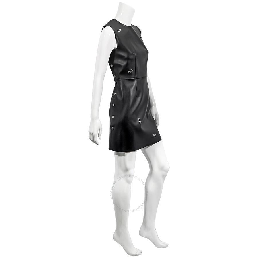 BURBERRY Black Faux Leather Embellished Eyelet Mini Dress Product Image