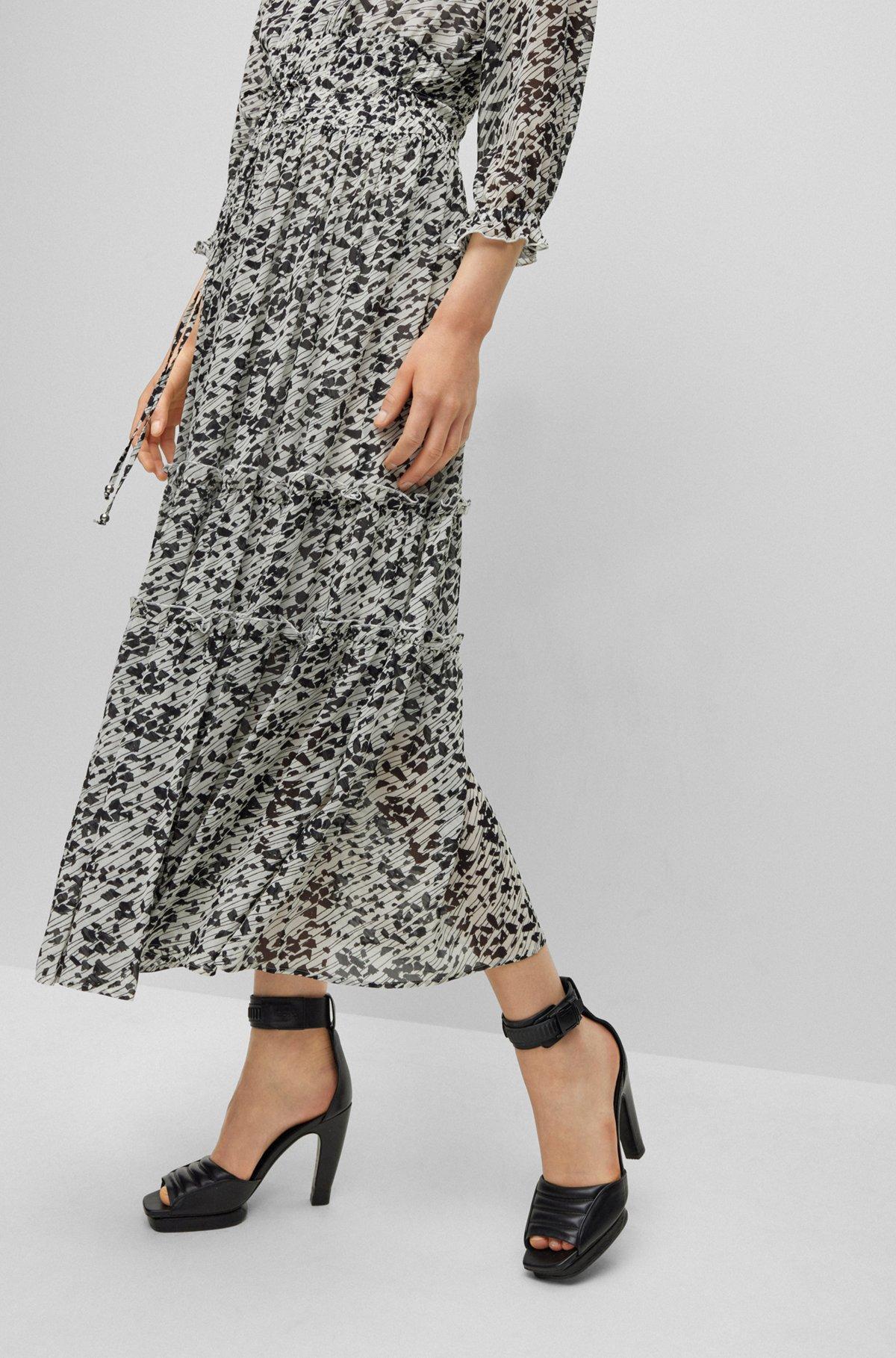 Maxi dress with seasonal print and V-neckline Product Image