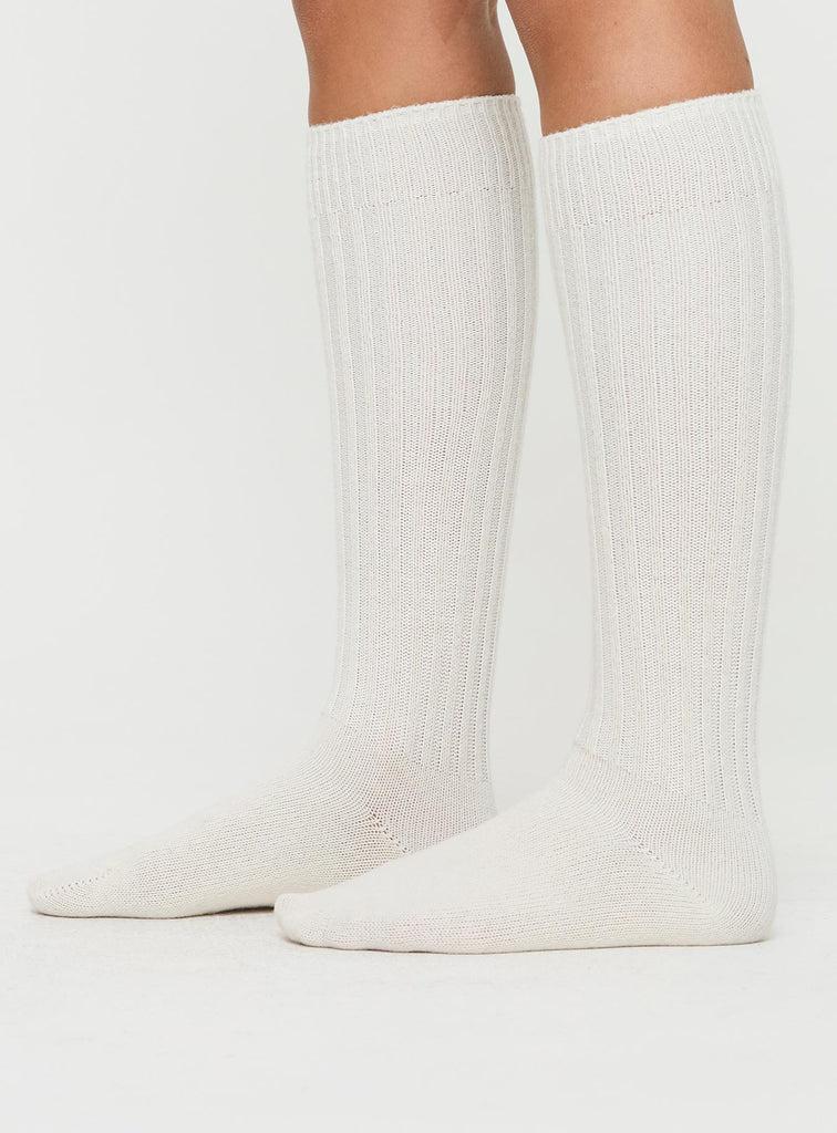 Boderline Knee High Socks White Product Image