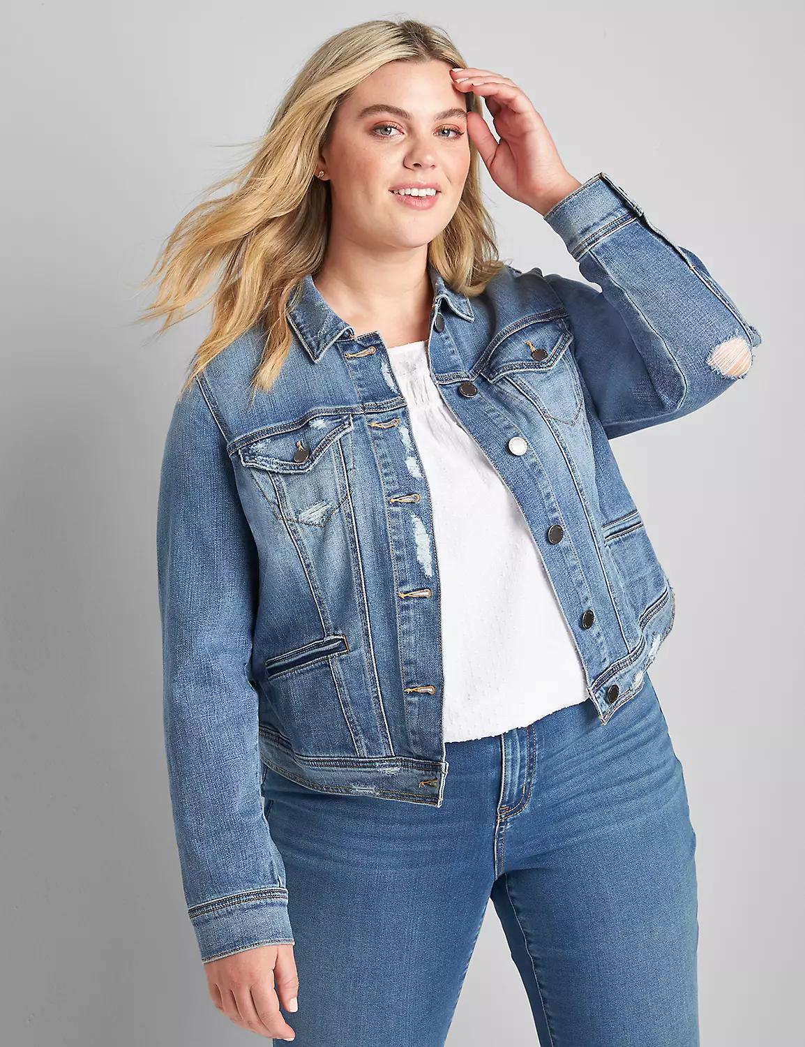 Destructed Denim Jacket - Light Wash Product Image