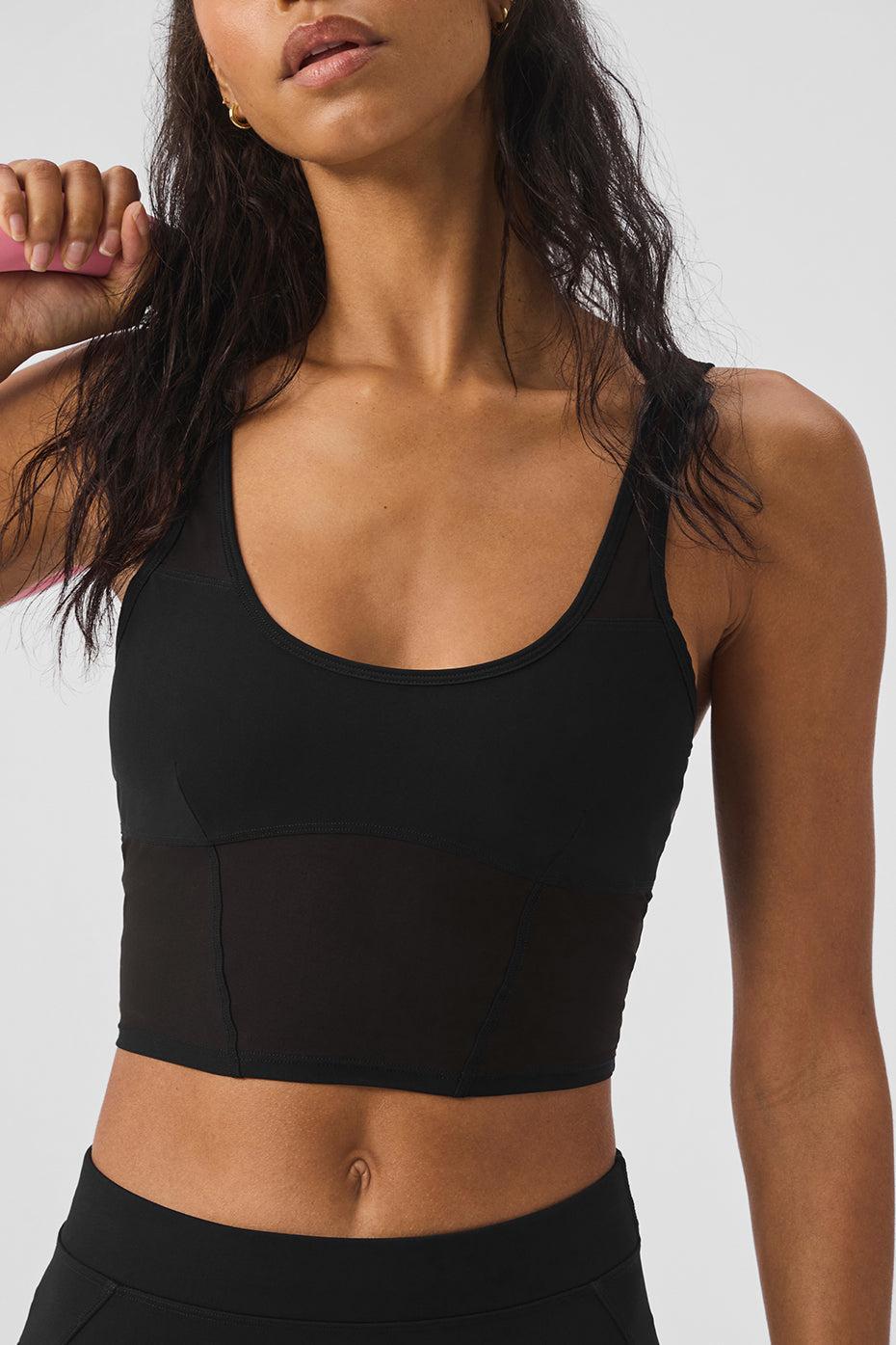 Airlift Mesh Cropped Tempo Tank - Black Female Product Image