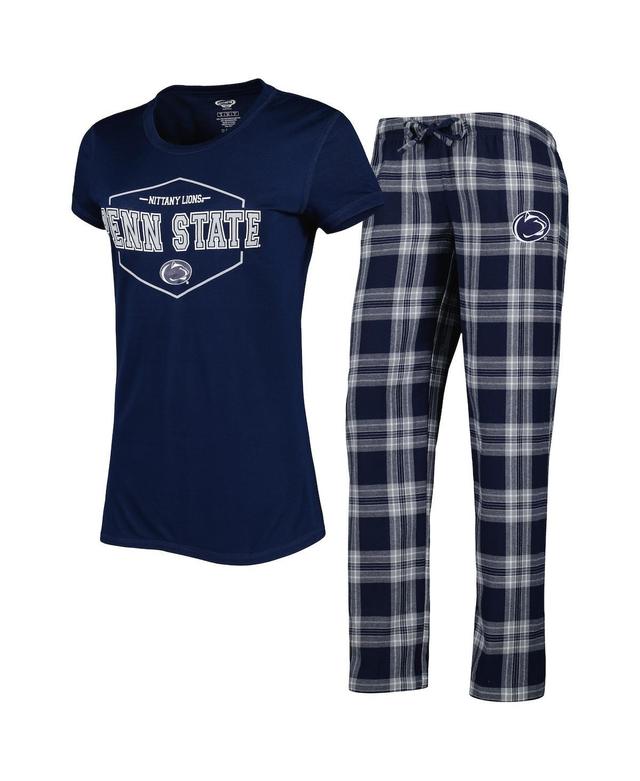 Womens Concepts Sport /Gray Penn State Nittany Lions Badge T-Shirt & Flannel Pants Sleep Set Blue Product Image