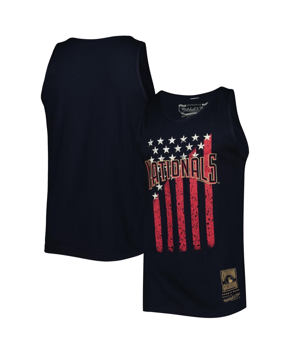 Mens Mitchell & Ness Navy Washington Nationals Cooperstown Collection Stars and Stripes Tank Top Product Image