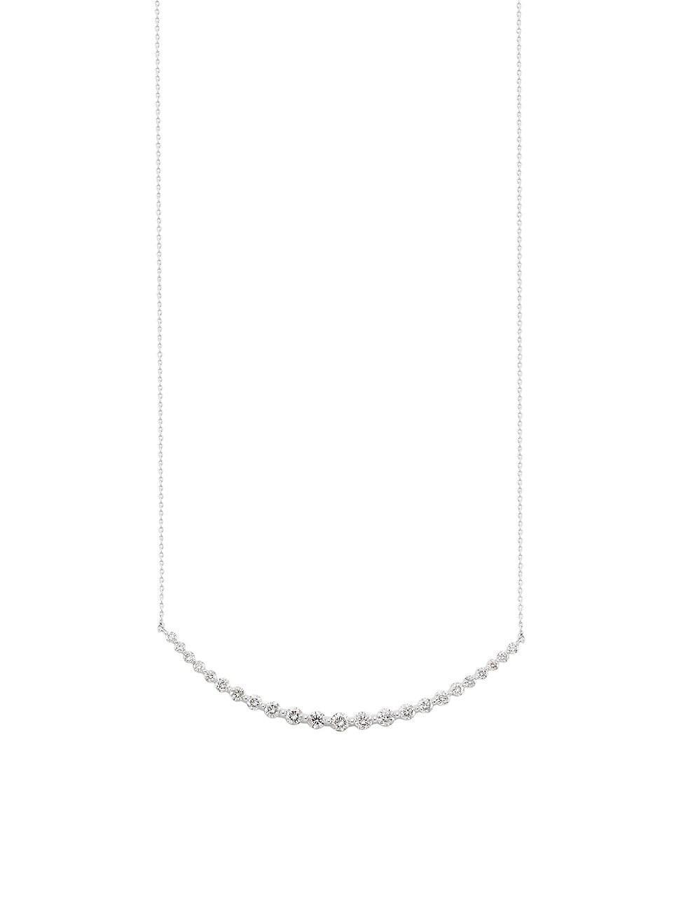 Womens 14K White Gold & 2 TCW Diamond Large Bar Necklace Product Image