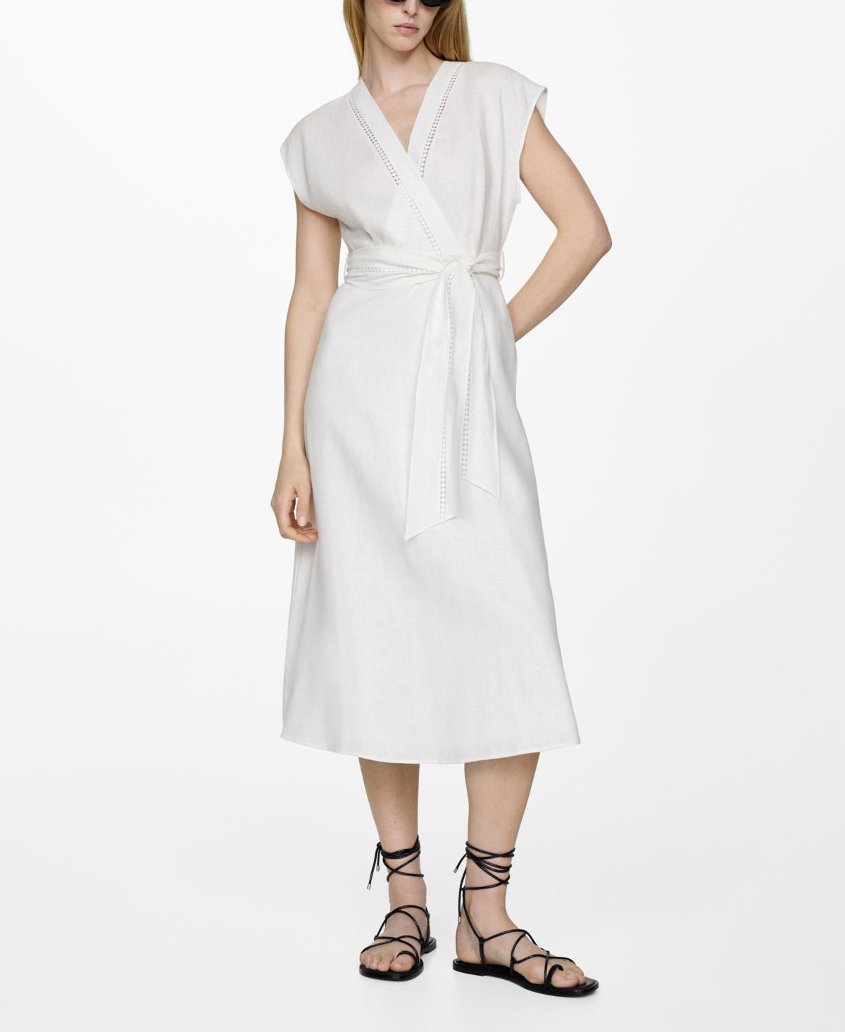 Women's Bow Linen-Blend Dress Product Image