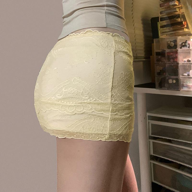 Low Waist Bow Accent Lace Mini Pencil Skirt Product Image