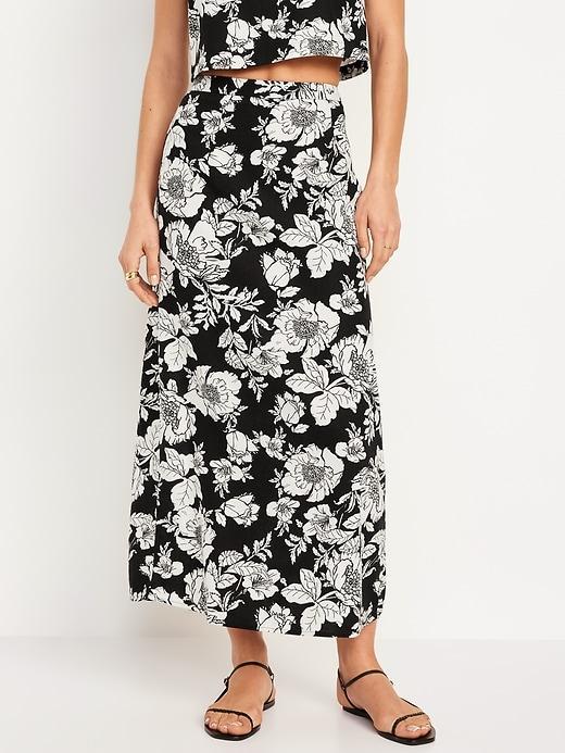 High-Waisted Linen-Blend Maxi Skirt Product Image