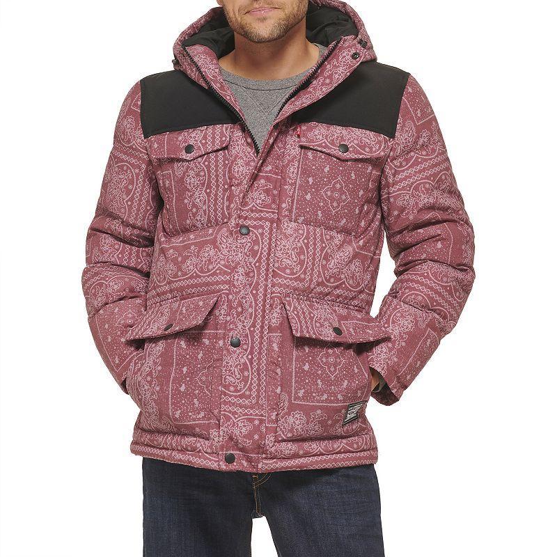 Mens Levis Four Pocket Hooded Parka Red Product Image